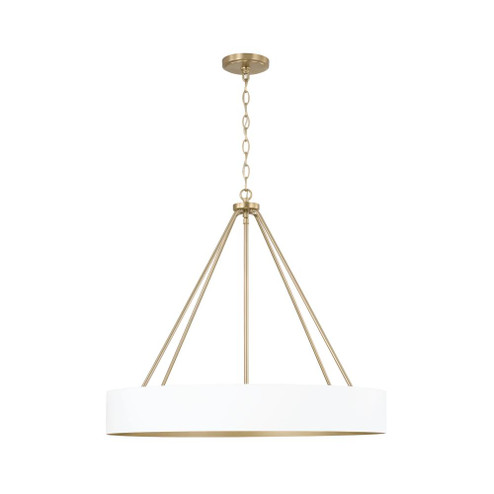 4-Light Modern Circular Metal Chandelier in Matte White with Painted Matte Brass Interior (42|453041RE)