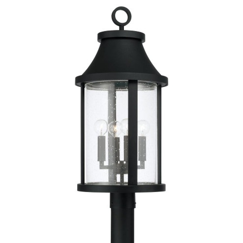4-Light Outdoor Cylindrical Post Lantern in Black with Seeded Glass (42|953645BK)