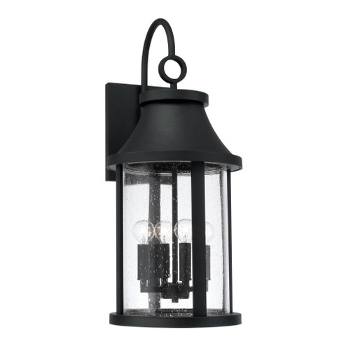 4-Light Outdoor Cylindrical Wall Lantern in Black with Seeded Glass (42|953641BK)