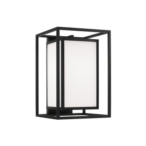 1-Light Outdoor Modern Square Rectangle Wall Lantern in Black with Soft White Glass (42|953112BK)