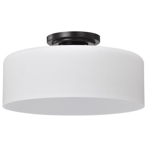 Warren; 13 Inch Semi Flush Mount; Gun Metal with Satin White Glass (81|60/8035)