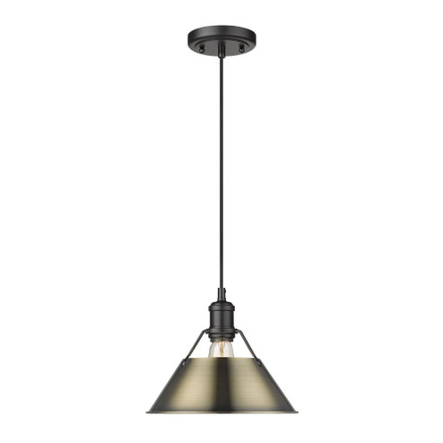Orwell BLK Medium Pendant - 10'' in Matte Black with Aged Brass shade (36|3306-M BLK-AB)