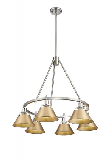 Orwell PW 6 Light Chandelier in Pewter with Brushed Champagne Bronze shades (36|3306-6 PW-BCB)