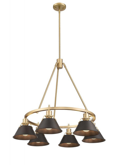 Orwell BCB 6 Light Chandelier in Brushed Champagne Bronze with Rubbed Bronze shades (36|3306-6 BCB-RBZ)