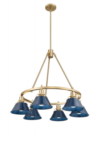 Orwell BCB 6 Light Chandelier in Brushed Champagne Bronze with Matte Navy shades (36|3306-6 BCB-NVY)