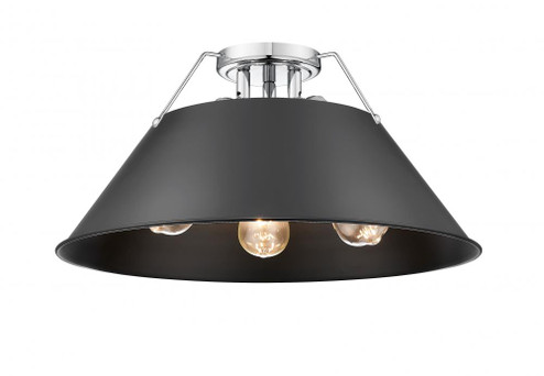 Orwell CH 3 Light Flush Mount in Chrome with Matte Black shade (36|3306-3FM CH-BLK)