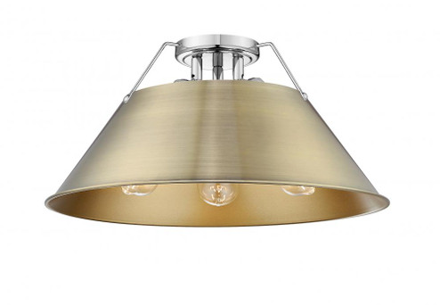 Orwell CH 3 Light Flush Mount in Chrome with Aged Brass shade (36|3306-3FM CH-AB)