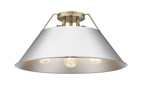 Orwell AB 3 Light Flush Mount in Aged Brass with Chrome shade (36|3306-3FM AB-CH)