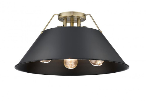 Orwell AB 3 Light Flush Mount in Aged Brass with Matte Black shade (36|3306-3FM AB-BLK)