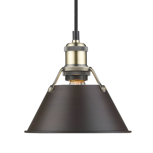 Yep by Golden Lighting Orwell 1-light 8in Pendant in Aged Brass and Rubbed Bronze shade (36|3306-S AB-RBZ)