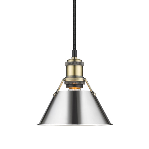 Yep by Golden Lighting Orwell 1-light 8in Pendant in Aged Brass and Chrome shade (36|3306-S AB-CH)
