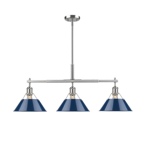 Yep by Golden Lighting Orwell 3-light Island Light in Pewter and Navy Blue shade (36|3306-LP PW-NVY)