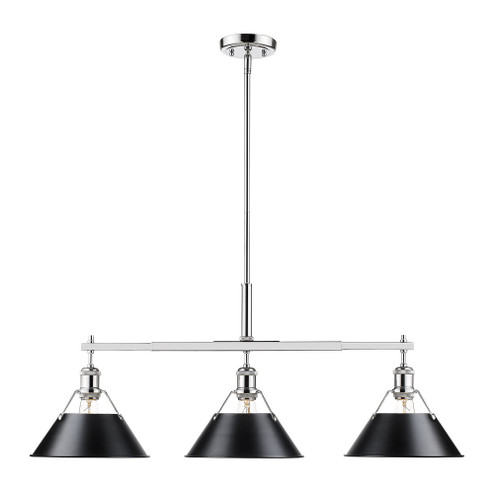 Yep by Golden Lighting Orwell 3-light Island Light in Chrome and Matte Black shade (36|3306-LP CH-BLK)