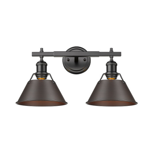 Yep by Golden Lighting Orwell 2-light Vanity in Matte Black and Rubbed Bronze shade (36|3306-BA2 BLK-RBZ)