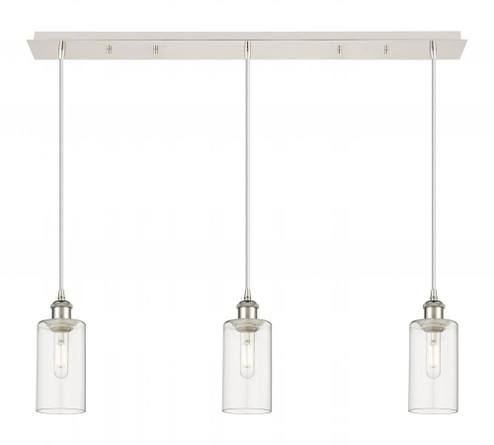 Crown Point - 3 Light - 37 inch - Polished Nickel - Linear Pendant (3442|123B-3P-PN-G434-7CL)