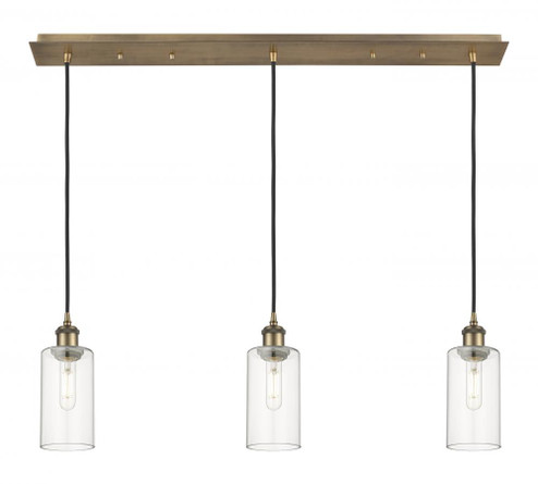 Crown Point - 3 Light - 37 inch - Brushed Brass - Linear Pendant (3442|123B-3P-BB-G434-7CL)