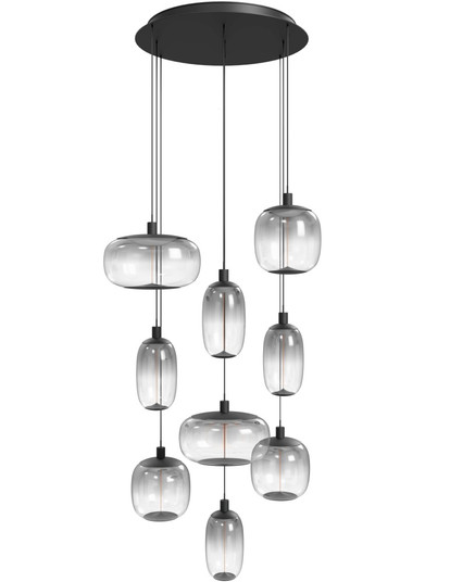 Monaco 36''W 9-Light LED Chandelier in Black/Smoked Acylic Globes (4450|HF9179-BK)
