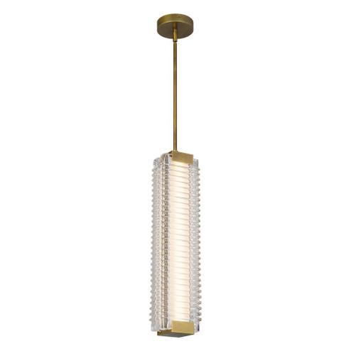 Alai 24-in Vintage Brass/Ribbed Glass LED Pendant (7713|PD374624VBCR-UNV)