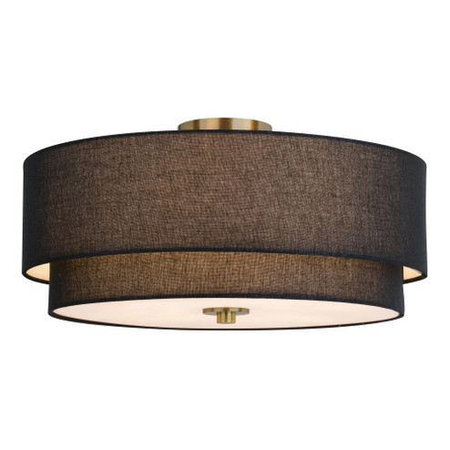 Burnaby 20.5-in. 4 Light Semi-Flush Matte Brass with Black Fabric (51|C0308)