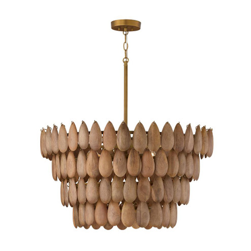 4-Light Pendant in Hand-distressed Patinaed Brass and Handcrafted Mango Wood (42|354442LW)