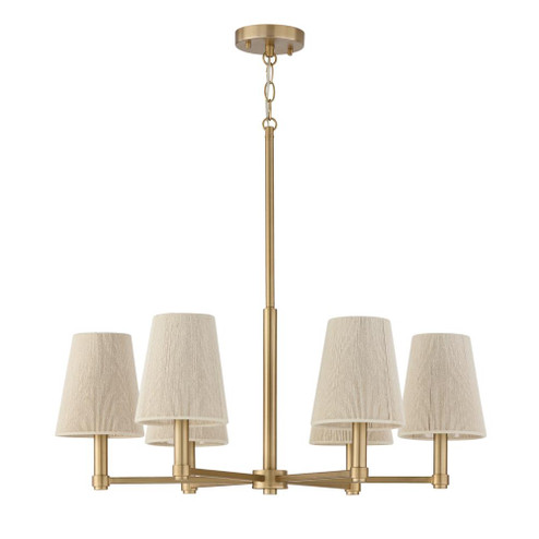 6-Light Chandelier in Matte Brass with Tapered Bleached Natural Rope Shades (42|454561MA)