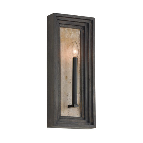 1-Light Candle Sconce in Matte Black and Handcrafted Mango Wood in Espresso Stain (42|654011EB)