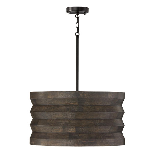 1-Light Pendant in Matte Black and Handcrafted Mango Wood in Espresso Stain (42|354041EB)