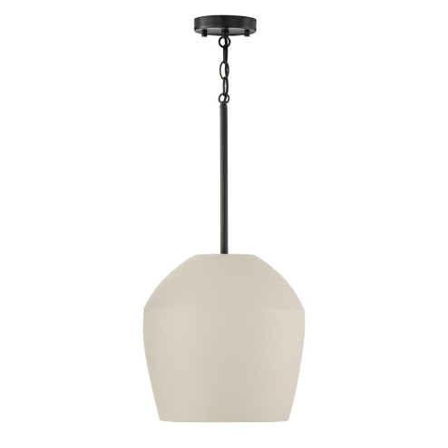 1-Light Handcrafted Terracotta Pendant in Ivory and Matte Black (42|354212IV)