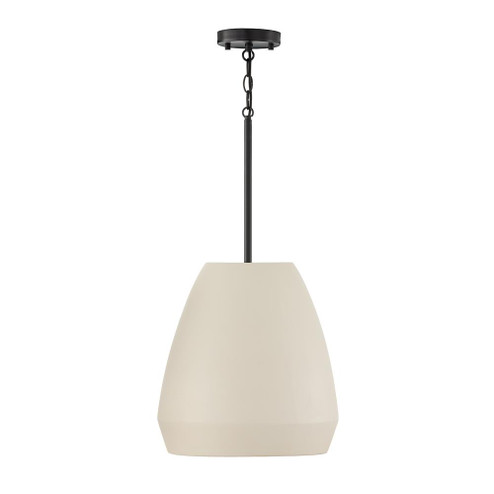 1-Light Handcrafted Terracotta Pendant in Ivory and Matte Black (42|354211IV)