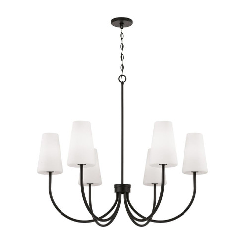 6-Light Transitional Chandelier in Matte Black with Tapered Soft White Glass (42|455261MB-550)