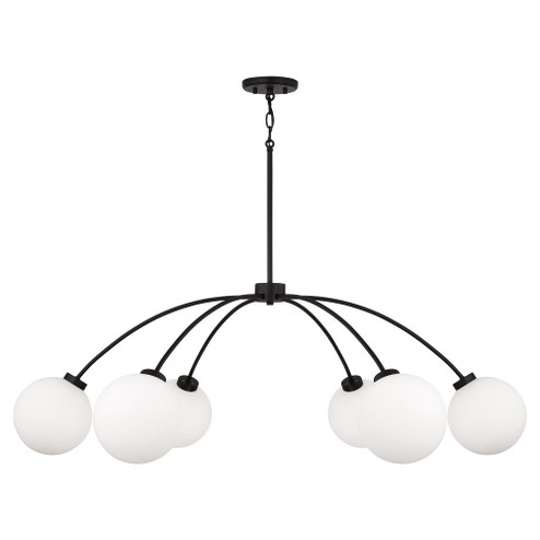 6-Light Chandelier in Matte Black with Soft White Glass Globes (42|457161BI-557)