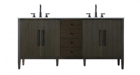 Vanity Cabinet 4Dr 3Dw 72x21.5x35 Chocolate Oak (758|VF29672DCO)