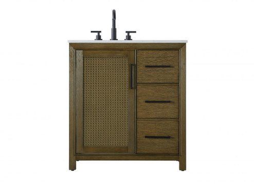 Vanity Cabinet 1Dr 3Dw 32x21.5x35 Hazel Oak (758|VF29532HO)