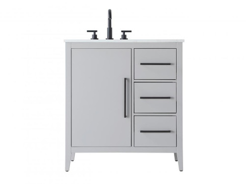 Vanity Cabinet 1Dr 3Dw 32x21.5x35 Grey (758|VF29332GR)