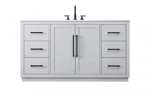 Vanity Cabinet 2Dr 6Dw W60''xD21.5''xH34'' Grey (758|VF29060GR)