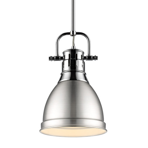 Yep by Golden Lighting Duncan 1-light 9in Rod Hung Pendant in Chrome and Pewter shade (36|3604-S CH-PW)