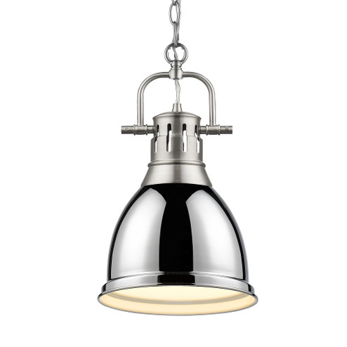 Yep by Golden Lighting Duncan 1-light 9in Chain Hung Pendant in Pewter and Chrome shade (36|3602-S PW-CH)