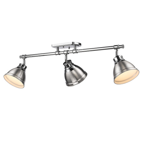 Yep by Golden Lighting Duncan 3-light Semi-Flush Mount in Chrome and Pewter shade (36|3602-3SF CH-PW)