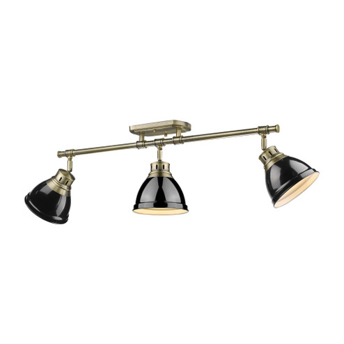 Yep by Golden Lighting Duncan 3-light Semi-Flush Mount in Aged Brass and Black shade (36|3602-3SF AB-BK)