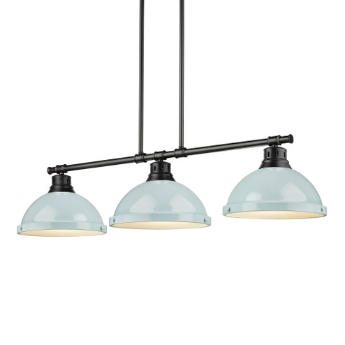 Yep by Golden Lighting Duncan 3-light Island Light in Matte Black and Seafoam shade (36|3602-3LP BLK-SF)