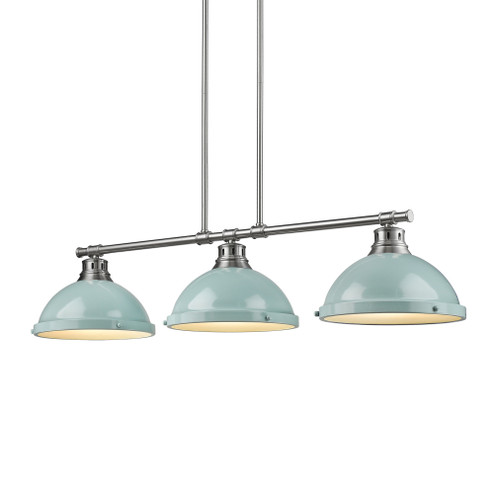 Yep by Golden Lighting Duncan 3-light Island Light in Pewter and Seafoam shade (36|3602-3LP PW-SF)