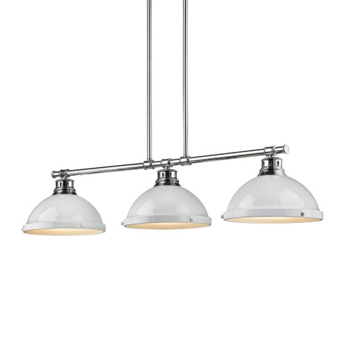 Yep by Golden Lighting Duncan 3-light Island Light in Chrome and White shade (36|3602-3LP CH-WH)