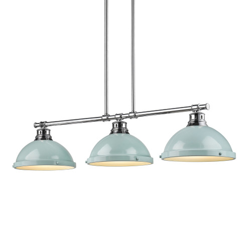 Yep by Golden Lighting Duncan 3-light Island Light in Chrome and Seafoam shade (36|3602-3LP CH-SF)