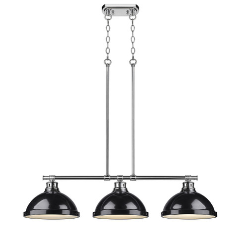 Yep by Golden Lighting Duncan 3-light Island Light in Chrome and Black shade (36|3602-3LP CH-BK)