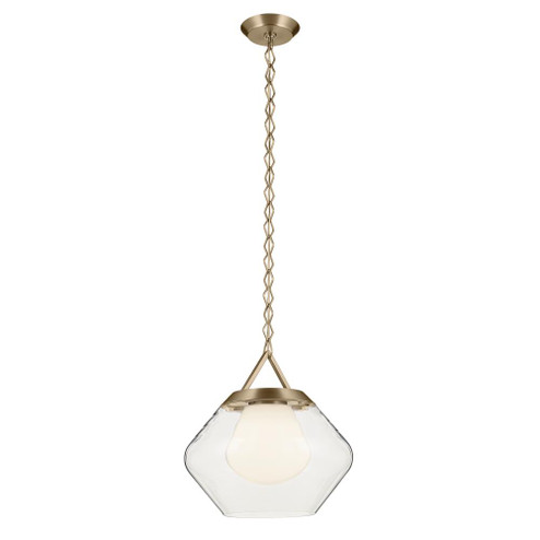 Nella 16 Inch 1 Light Pendant with Clear Outer Glass with Opal Interior Glass in Champagne Bronze (10687|52783CPZ)