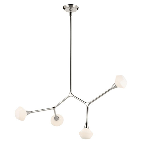 Cassius 39.5 with Opal Glass inch 4 Light Convertible Chandelier with Opal Glass in Polished Nickel (10687|52762PN)