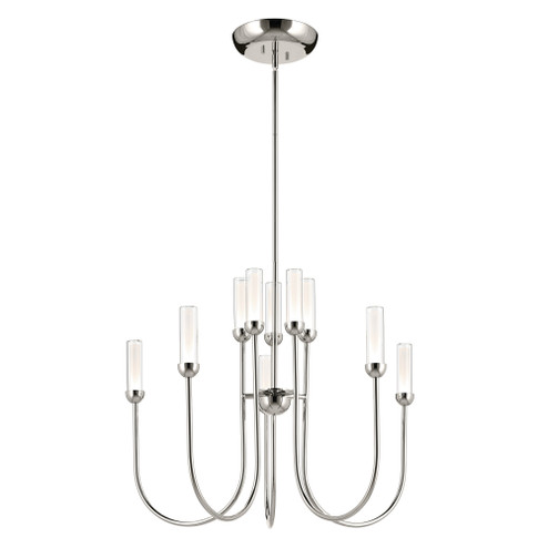 Moraine 30 Inch LED 10 Light 2-Tier Chandelier in Polished Nickel (10687|52757PNLED)