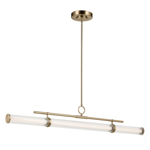 Riven 60.25 Inch LED 1 Light Linear Chandelier with Clear Fluted Glass in Champagne Bronze (10687|52754CPZLED)