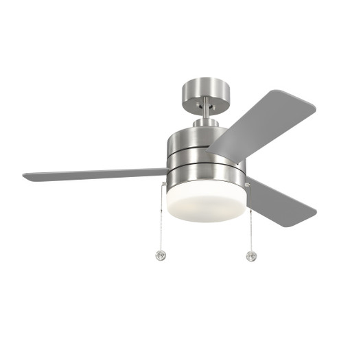 Syrus 44 LED Ceiling Fan in Brushed Steel with Silver/American Walnut Reversible Blades and Lt Kit (38|3SY44BSD)