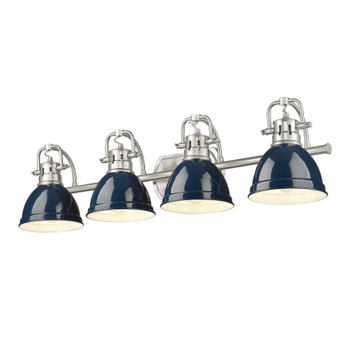 Yep by Golden Lighting Duncan 4-light Vanity in Pewter and Navy Blue shade (36|3602-BA4 PW-NVY)